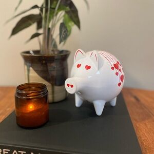 Vintage Waechtersbach West Germany Ceramic Piggy Bank – White with Red Hearts